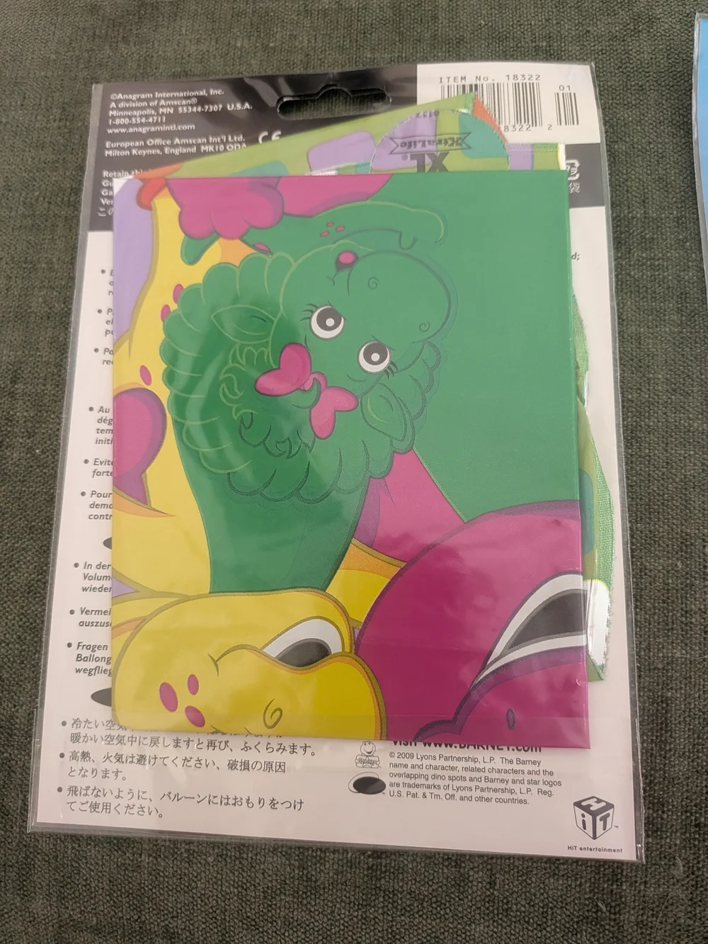 Barney Foil Balloons 3 Pack Anagram Party Supplies Mylar Balloons Y2K 2009